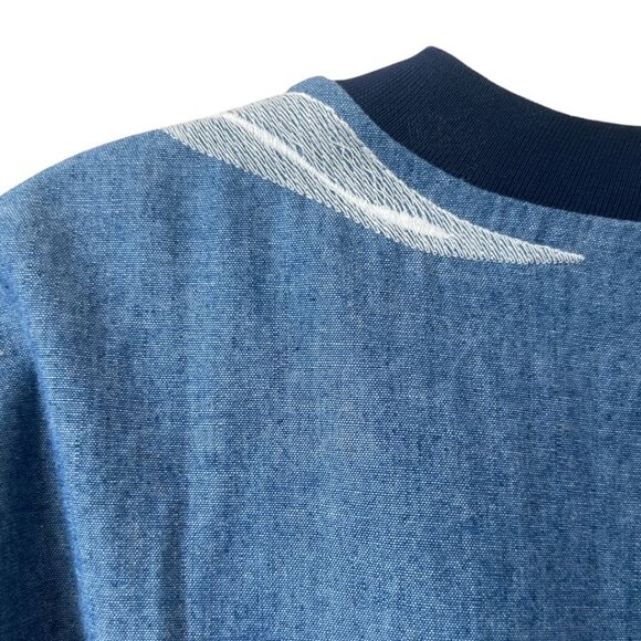 3.1 Philip Lim Blue Floral Silk Trimmed Chambray Embroidered Boxy Top Size 8 - Picture 6 of 10